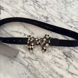 Zara Black & Gold Rhinestone Bow Belt